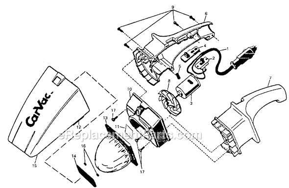 Page A Diagram and Parts List for 9509 Type 1 Black and Decker Utility Vacuum